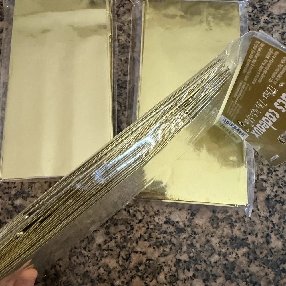 3 Packs 12 Each Metallic Gold Tone Paper Treat Bags 3.1x6.5x2.25